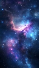 Wall Mural - Beautiful cosmic scene showing stars and vibrant nebulas throughout space
