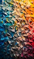 Poster - A colorful mosaic of triangular and geometric shapes forming art