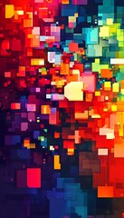 Poster - A vibrant and colorful arrangement of geometric square shapes displayed