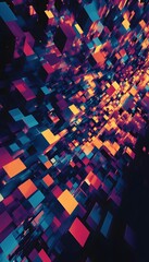 Poster - Abstract composition featuring floating colorful cubes and dimensional effects
