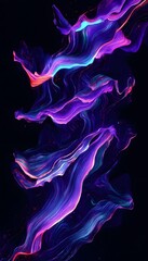 Poster - Abstract swirling neon ribbons of color against a black background
