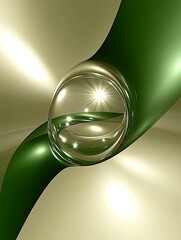 Aufkleber - Abstract dimensional swirl, glass, and shiny green shape background