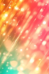 Poster - Abstract iridescent light trails with circular sparkles and vibrant glow