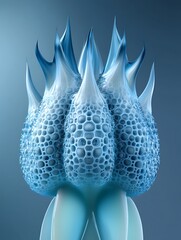Poster - Abstract surrealistic organic forms and textures in shades of light blue