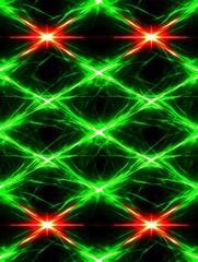 Poster - Dynamic luminous pattern with intersecting green lasers and red light beams