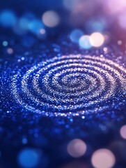 Poster - Luminous cosmic swirl of radiant shimmer against a blurred blue backdrop