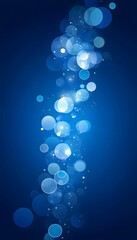 Poster - Floating abstract bubbles of various sizes on a blue background