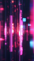 Poster - Abstract neon lights are forming vertical patterns in dark spaces