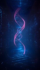 Poster - A glowing futuristic double helix representing genetic code and science