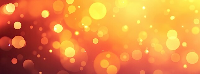 Fototapete - Abstract orange and yellow blurred background with bokeh lights. Background for a banner