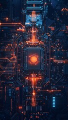 Poster - A futuristic representation of a complex circuit board design