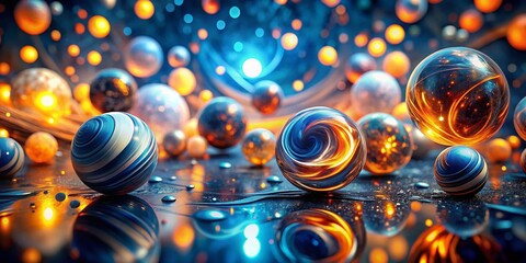 Poster - Mesmerizing Abstract Bokeh: Swirling Blue & Orange Light Spheres