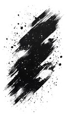 Poster - Black diagonal brushstrokes and splattered paint on white background