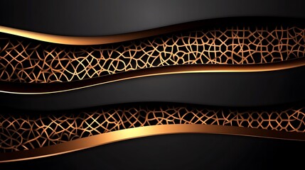 Poster - Decorative golden design and intricate patterns on dark background artwork