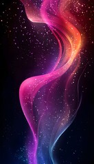 Poster - Colorful flowing abstract ribbons with sparkling white glitter particles