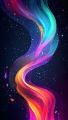 Poster - A vibrant wavy ribbon of colors against a dark space background