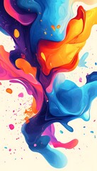 Poster - Colorful abstract paint splashes and fluid art composition details