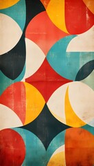 Poster - Colorful abstract geometric shapes composed in a symmetrical pattern design