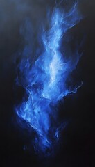 Poster - Abstract blue glowing energy form floating in dark space
