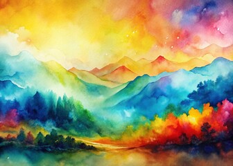 Aufkleber - Panoramic Abstract Watercolor Hand-Painted Background Texture