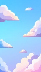Poster - Pastel Colored Clouds Floating In A Beautiful Blue Sky