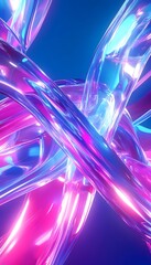 Poster - Abstract intertwined glass shapes with colorful neon lighting effects