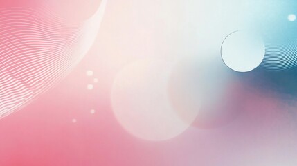 Poster - Abstract gradient background with circles and wavy lines in pink white blue and purple colors