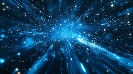 Poster - Abstract blue light rays starry night sky background image art dark stars space shine lines speed