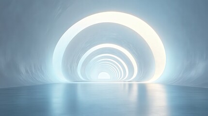 Wall Mural - futuristic minimalist interior with soft light and curved architecture in a serene ambient environme