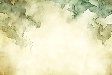 Aufkleber - Abstract pastel watercolor background with fluid green and golden shapes