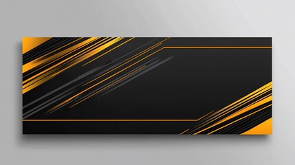 Poster - Modern abstract banner with diagonal lines in black and vibrant orange colors