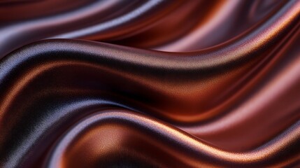 Poster - A close-up of the texture and sheen on chocolate brown satin fabric, highlighting its rich color and softness. 
