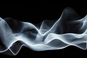 Poster - Elegant wave mesh surface illuminating digital abstract lines against dark backdrop for technology concept