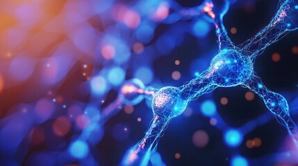 Leinwandbilder - bioluminescent neuron network illustration depicting connectivity neural system in futuristic style 
