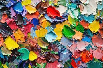 Fototapete - Vibrant palette knife strokes create a rich texture with colorful abstract art background for creative work