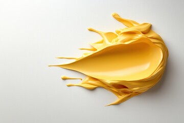 Aufkleber - Ethereal splash of mustard on a bright canvas conveying smoothness and light in an abstract composition