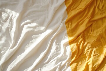 Aufkleber - Abstract artistic bed sheet texture in white and yellow tone displaying sunlight in a relaxing atmosphere