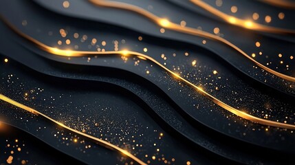 Poster - Elegant black and gold background creating a luxurious atmosphere perfect for design projects and artistic presentations