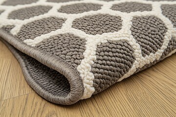 Leinwandbilder - Cozy textured carpet fragment with abstract pattern on laminated flooring
