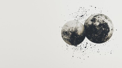 Wall Mural - two planets colliding in space