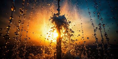 Aufkleber - Silhouette of Water Spray Exploding Vertically from Glass