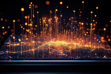Poster - Abstract Glowing Data Visualization of Artificial Intelligence Technology on Dark Background