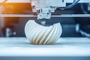 Poster - Modern innovative 3D printing technology creating precise shape object for creative industrial design process