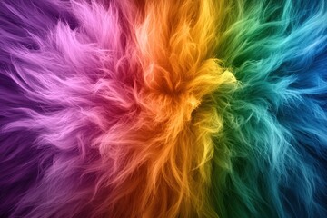 Poster - Radiant rainbow fur texture background creates an eye catching abstract with vibrant hues of pink orange yellow green and blue tones