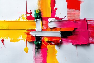 Poster - Artistic Canvas Strokes Bold Brushwork Vivid Impression Thick Color Palette Modern Expression Colorful Texture