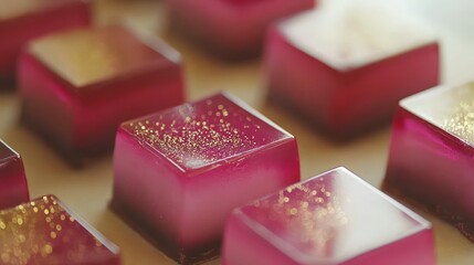 Poster - Glimmering Delights Aromatic Gourmet Cubes Captivating CloseUp Delightful Still Life Culinary Art  Sweet Treat