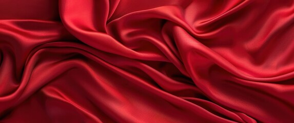 Poster - Rich Red Fabric Draped Texture Background