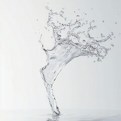 Aufkleber - Water Splash Abstract Photography: Dynamic Liquid Movement on White Background