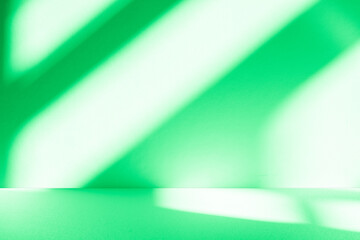 Poster - Wall interior background, studio and backdrops show products. with leaf shadow from window color green and white. background for text insertion and presentation of product	