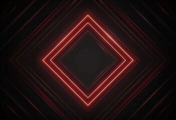 Poster - Abstract Red Glowing Diamond Pattern on Dark Background